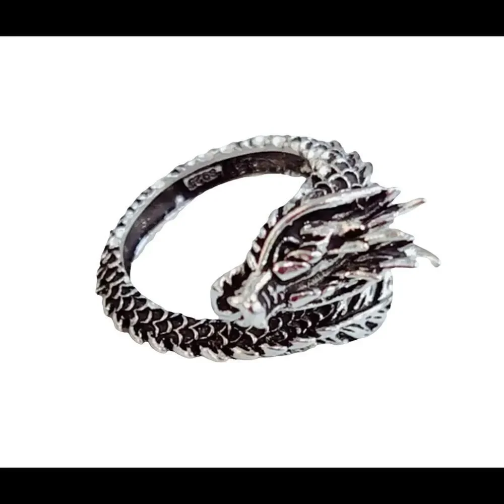 925 Fashion Gothic Ancient Dragon Unisex Ring, Adjustable‎